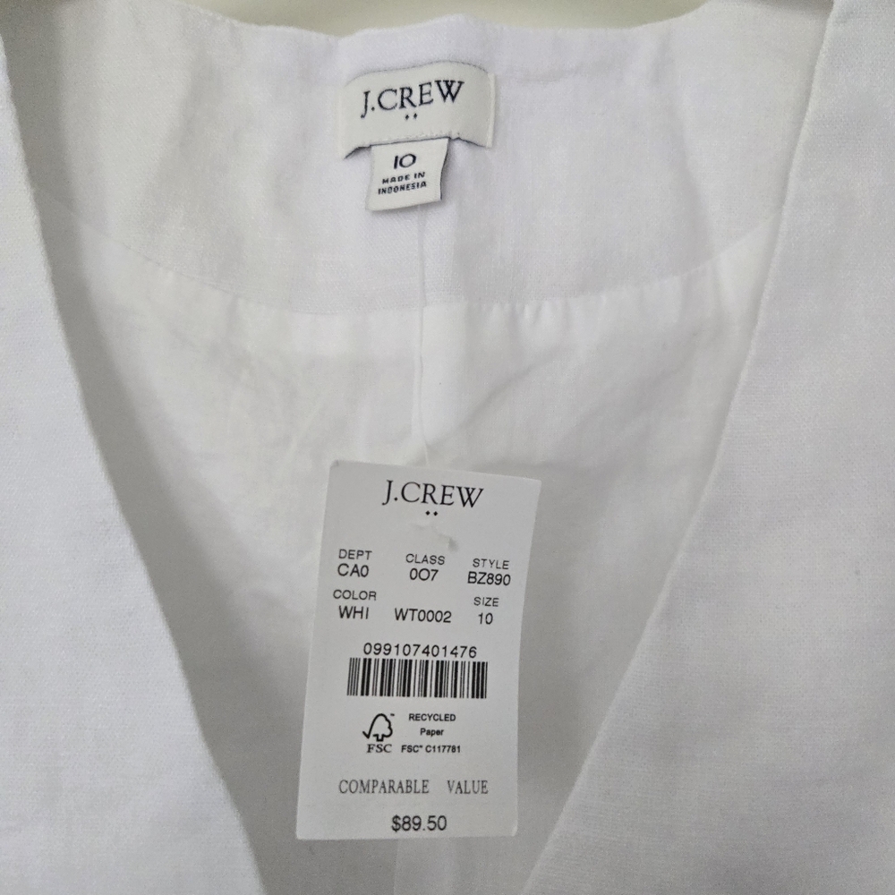 NWT J Crew Linen Vest White Large - Picture 4 of 6